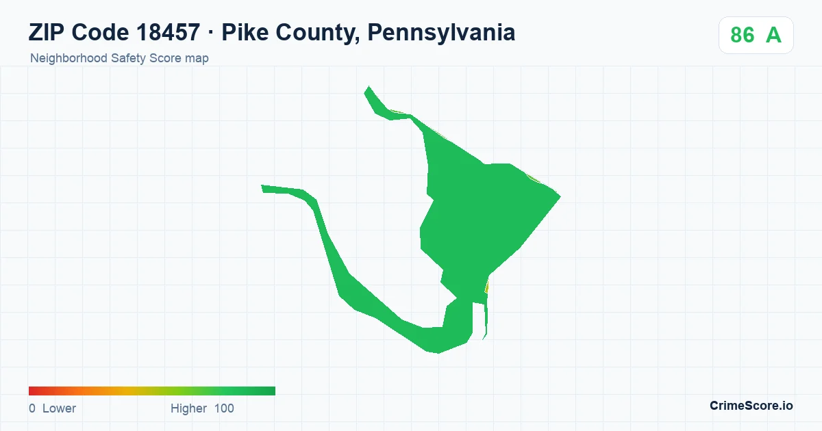 ZIP Code 18457 in Pike County, Pennsylvania neighborhood Safety Score map