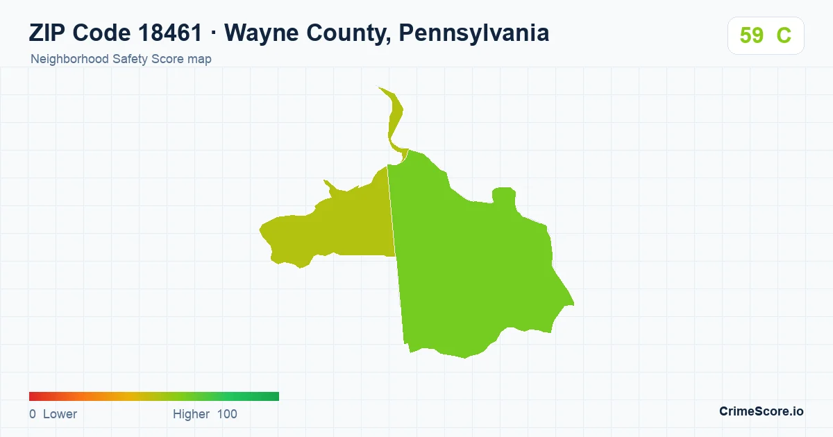 ZIP Code 18461 in Wayne County, Pennsylvania neighborhood Safety Score map