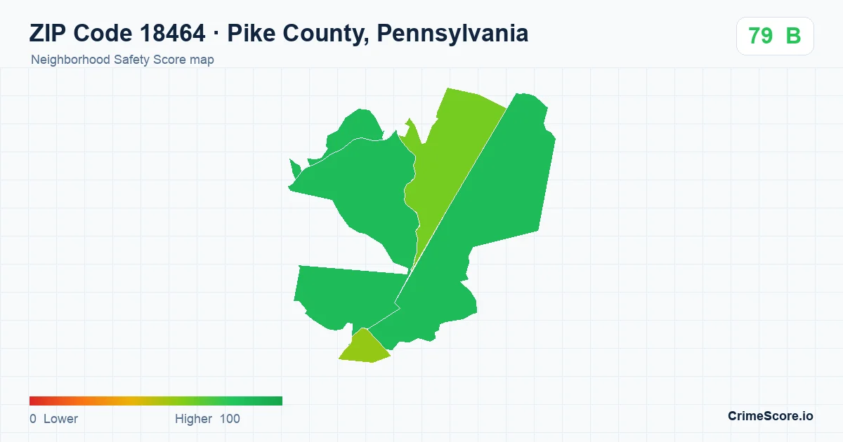 ZIP Code 18464 in Pike County, Pennsylvania neighborhood Safety Score map