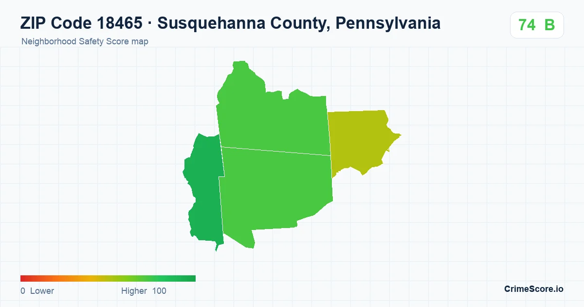 ZIP Code 18465 in Susquehanna County, Pennsylvania neighborhood Safety Score map