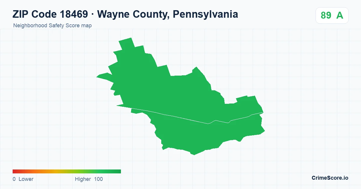 ZIP Code 18469 in Wayne County, Pennsylvania neighborhood Safety Score map