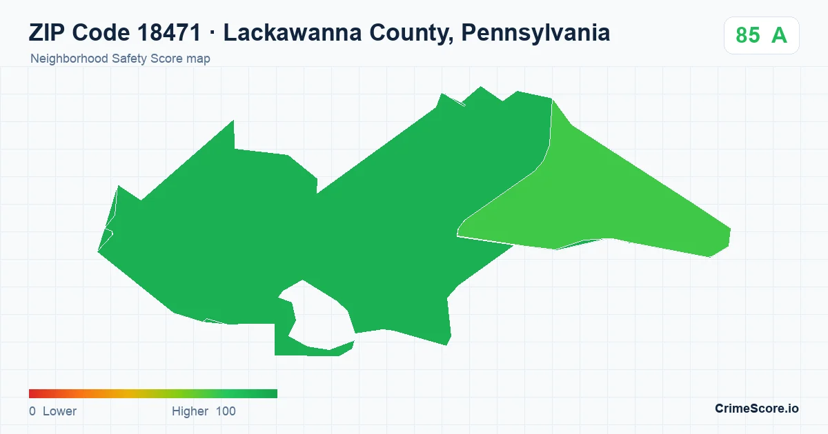 ZIP Code 18471 in Lackawanna County, Pennsylvania neighborhood Safety Score map