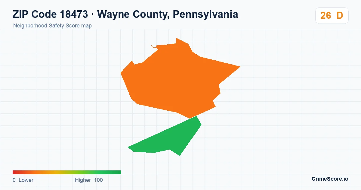 ZIP Code 18473 in Wayne County, Pennsylvania neighborhood Safety Score map