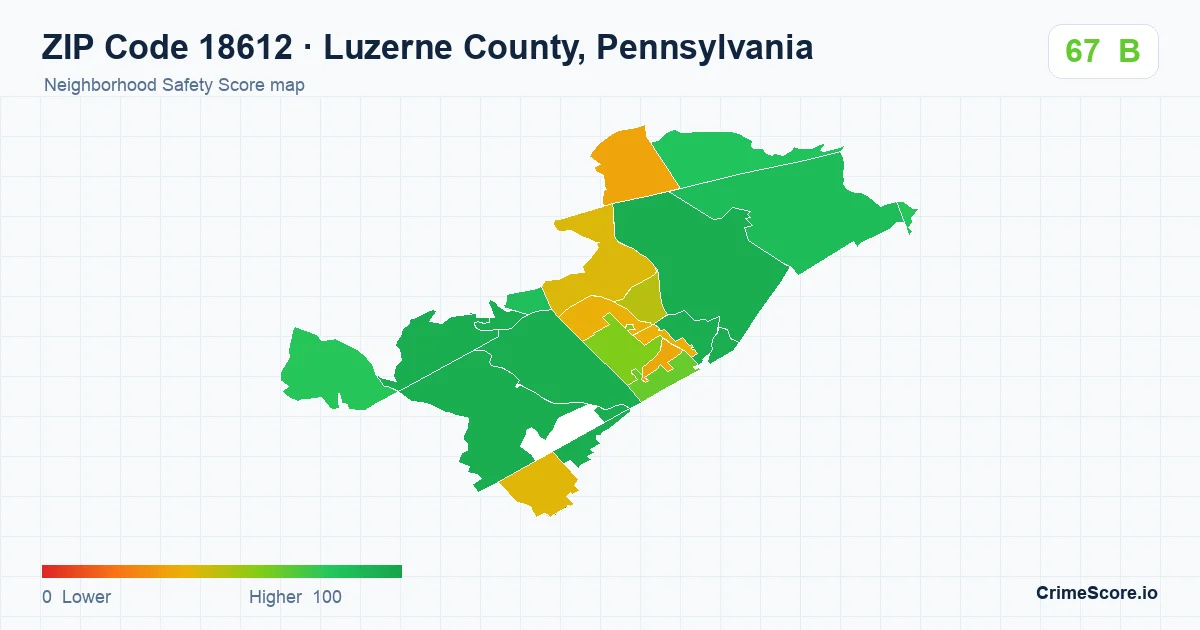 ZIP Code 18612 in Luzerne County, Pennsylvania neighborhood Safety Score map