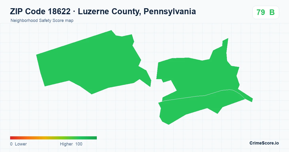 ZIP Code 18622 in Luzerne County, Pennsylvania neighborhood Safety Score map