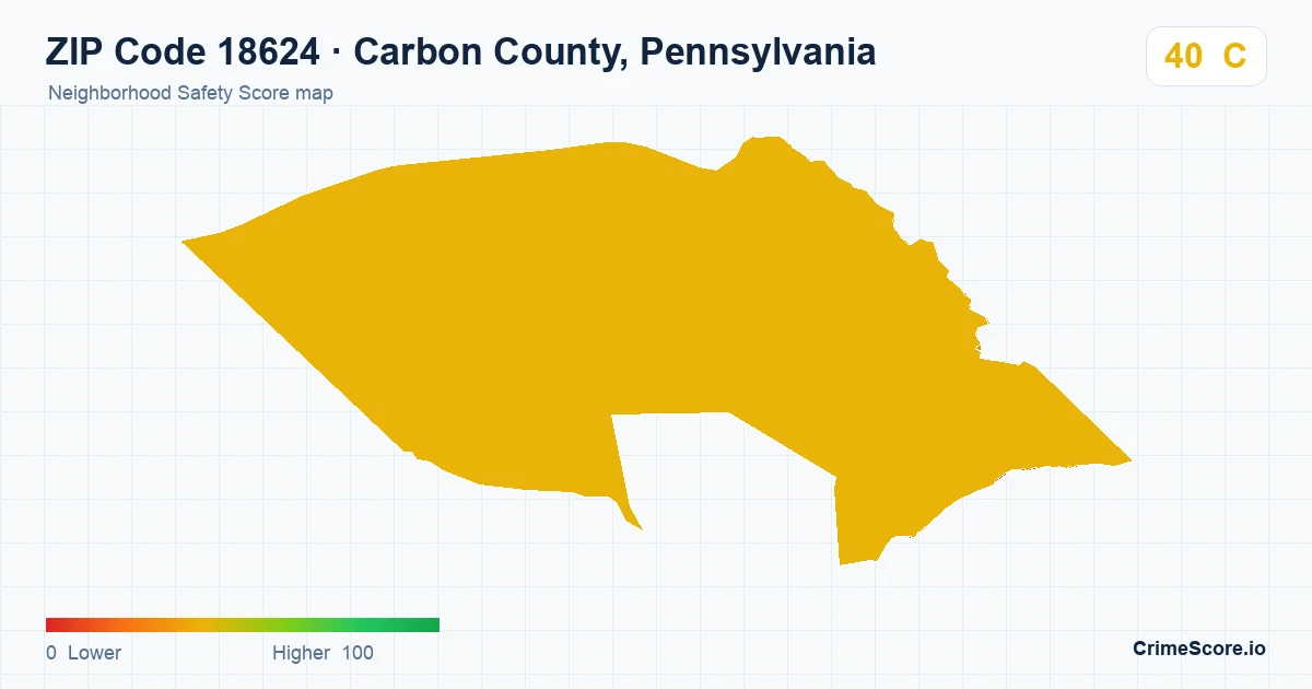 ZIP Code 18624 in Carbon County, Pennsylvania neighborhood Safety Score map