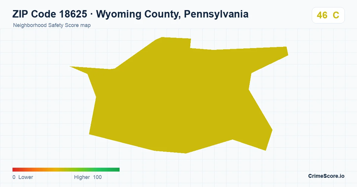 ZIP Code 18625 in Wyoming County, Pennsylvania neighborhood Safety Score map