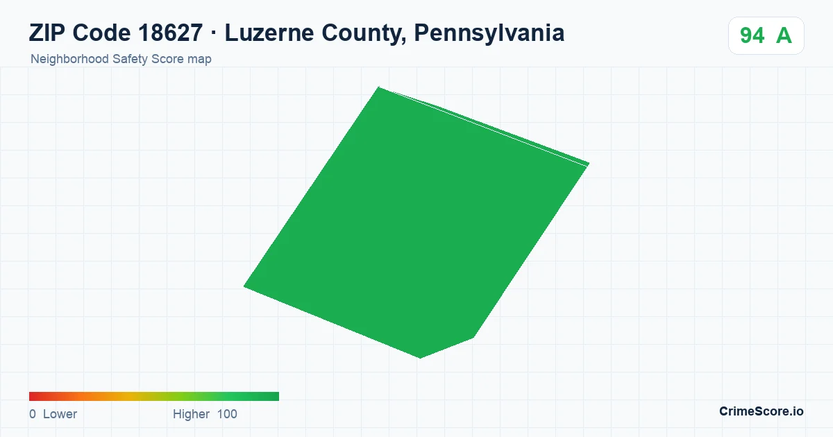 ZIP Code 18627 in Luzerne County, Pennsylvania neighborhood Safety Score map