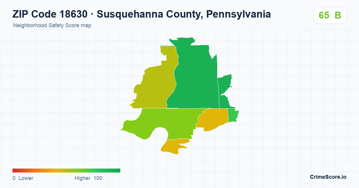 ZIP Code 18630 in Susquehanna County, Pennsylvania neighborhood Safety Score map