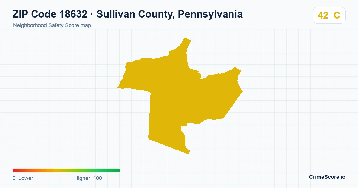 ZIP Code 18632 in Sullivan County, Pennsylvania neighborhood Safety Score map