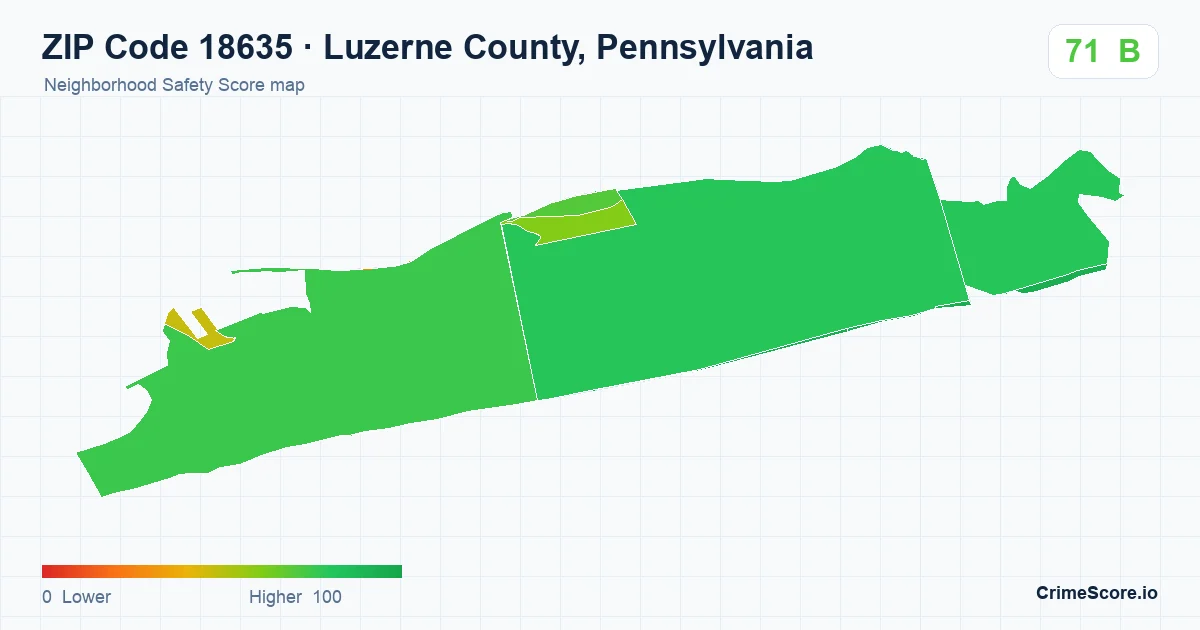 ZIP Code 18635 in Luzerne County, Pennsylvania neighborhood Safety Score map