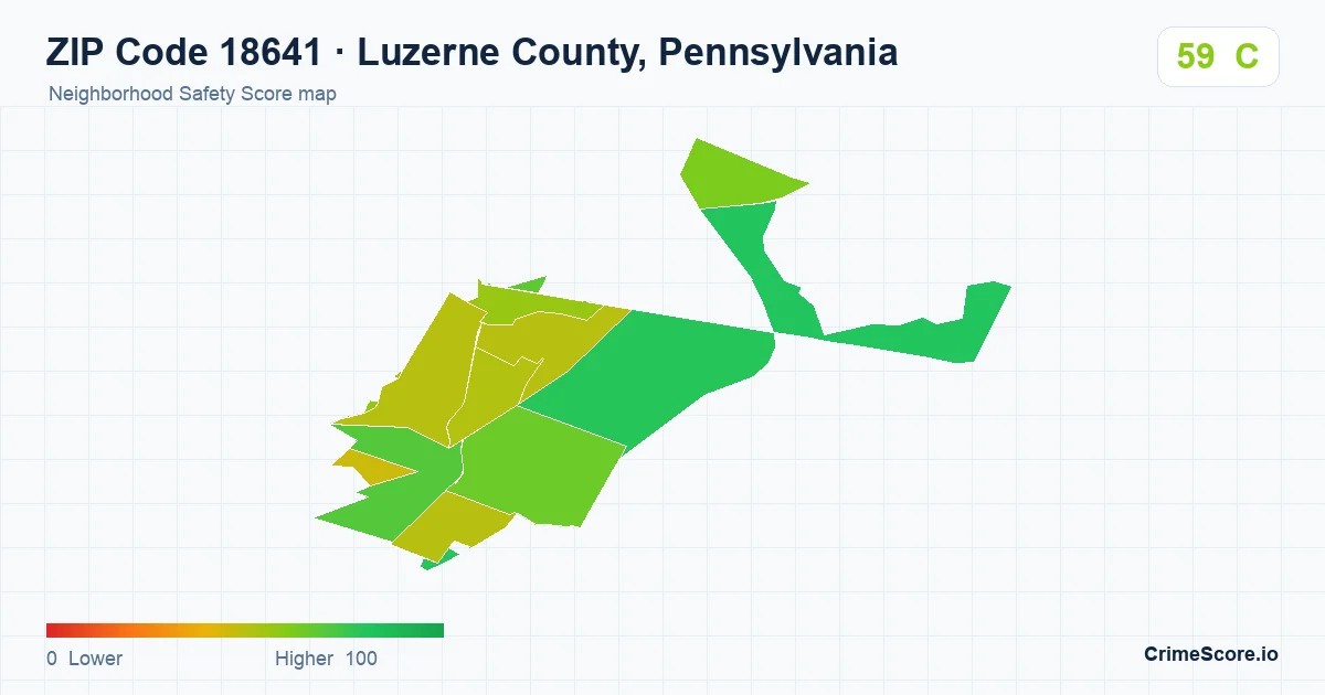 ZIP Code 18641 in Luzerne County, Pennsylvania neighborhood Safety Score map