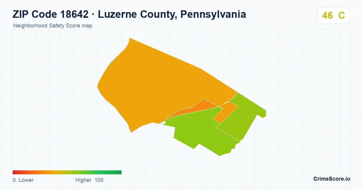ZIP Code 18642 in Luzerne County, Pennsylvania neighborhood Safety Score map