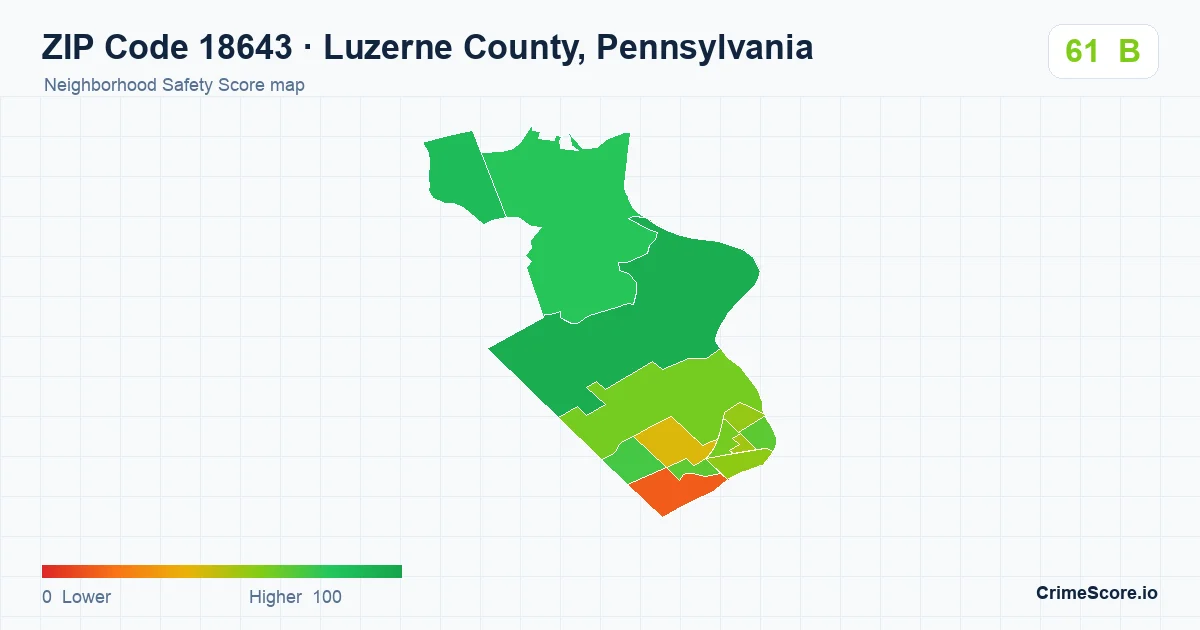 ZIP Code 18643 in Luzerne County, Pennsylvania neighborhood Safety Score map