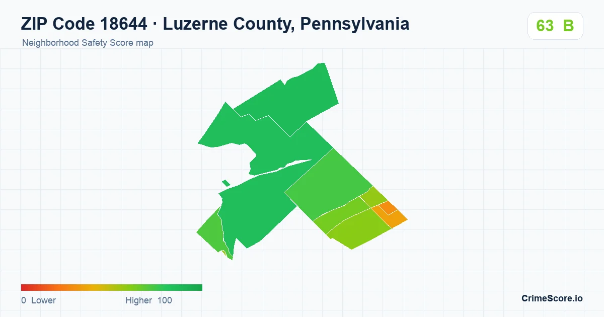 ZIP Code 18644 in Luzerne County, Pennsylvania neighborhood Safety Score map