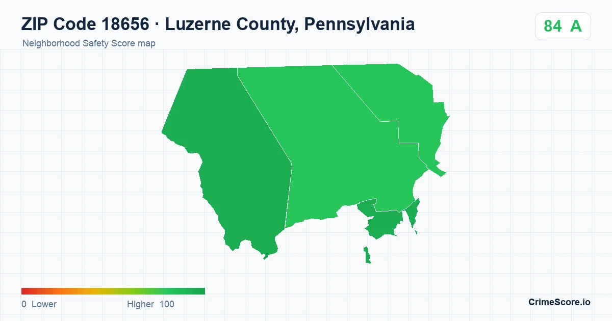 ZIP Code 18656 in Luzerne County, Pennsylvania neighborhood Safety Score map