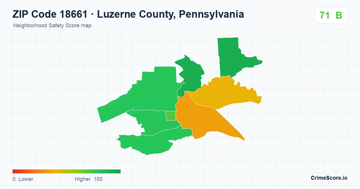 ZIP Code 18661 in Luzerne County, Pennsylvania neighborhood Safety Score map