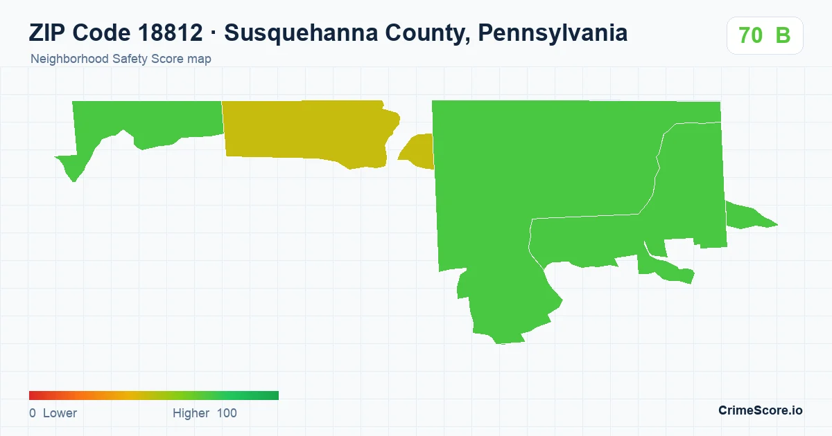 ZIP Code 18812 in Susquehanna County, Pennsylvania neighborhood Safety Score map
