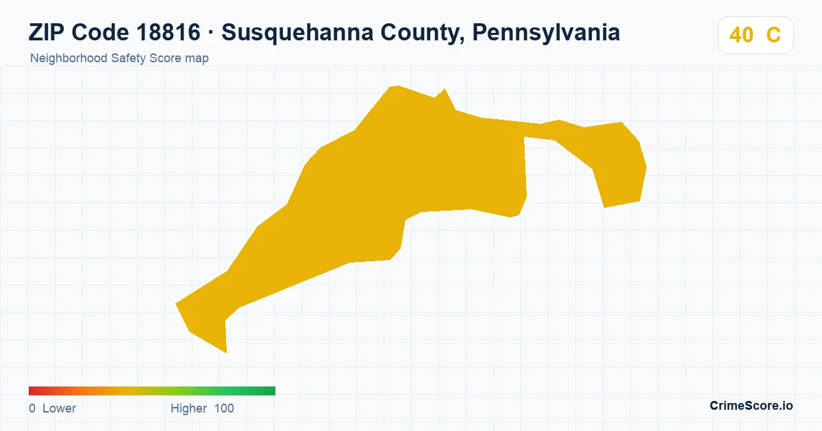 ZIP Code 18816 in Susquehanna County, Pennsylvania neighborhood Safety Score map