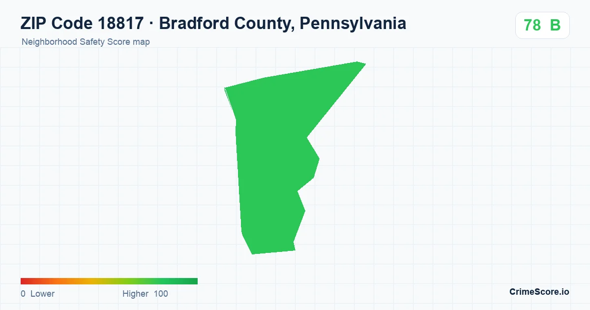 ZIP Code 18817 in Bradford County, Pennsylvania neighborhood Safety Score map