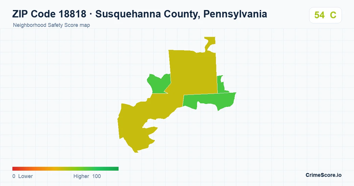 ZIP Code 18818 in Susquehanna County, Pennsylvania neighborhood Safety Score map