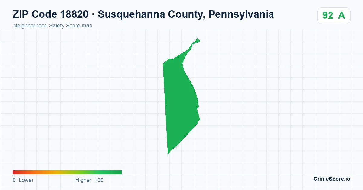 ZIP Code 18820 in Susquehanna County, Pennsylvania neighborhood Safety Score map