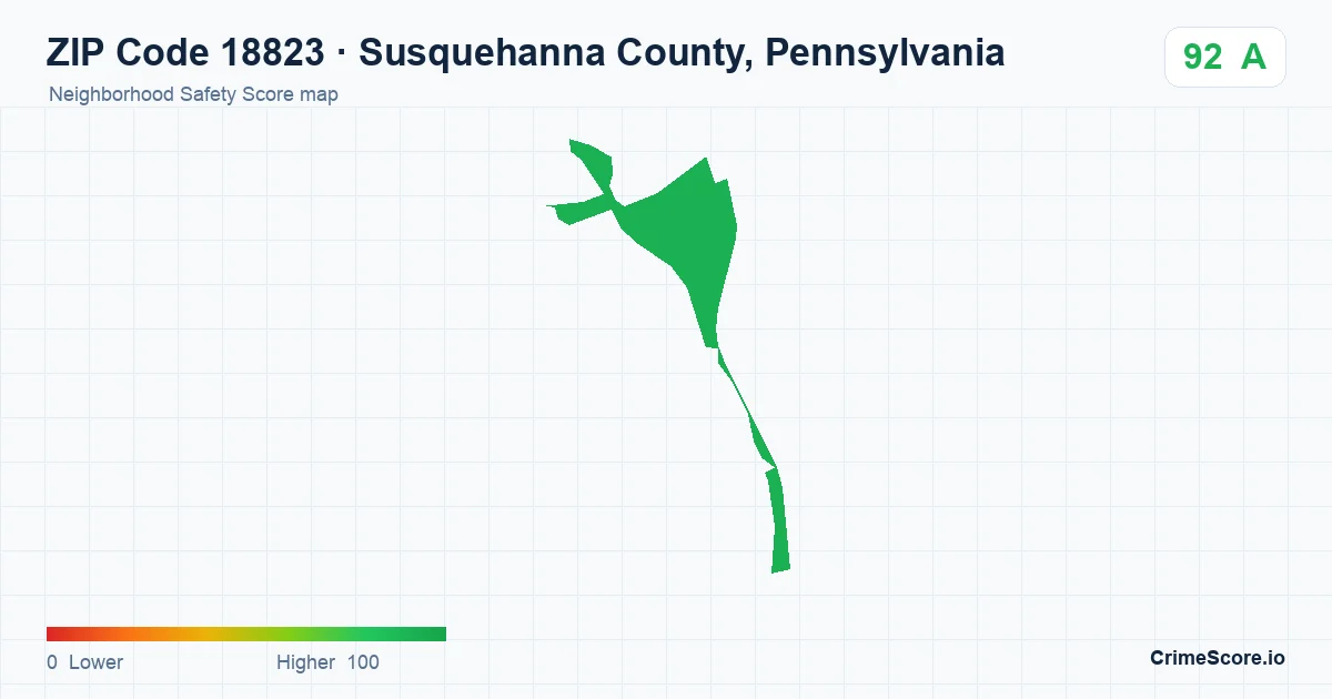 ZIP Code 18823 in Susquehanna County, Pennsylvania neighborhood Safety Score map
