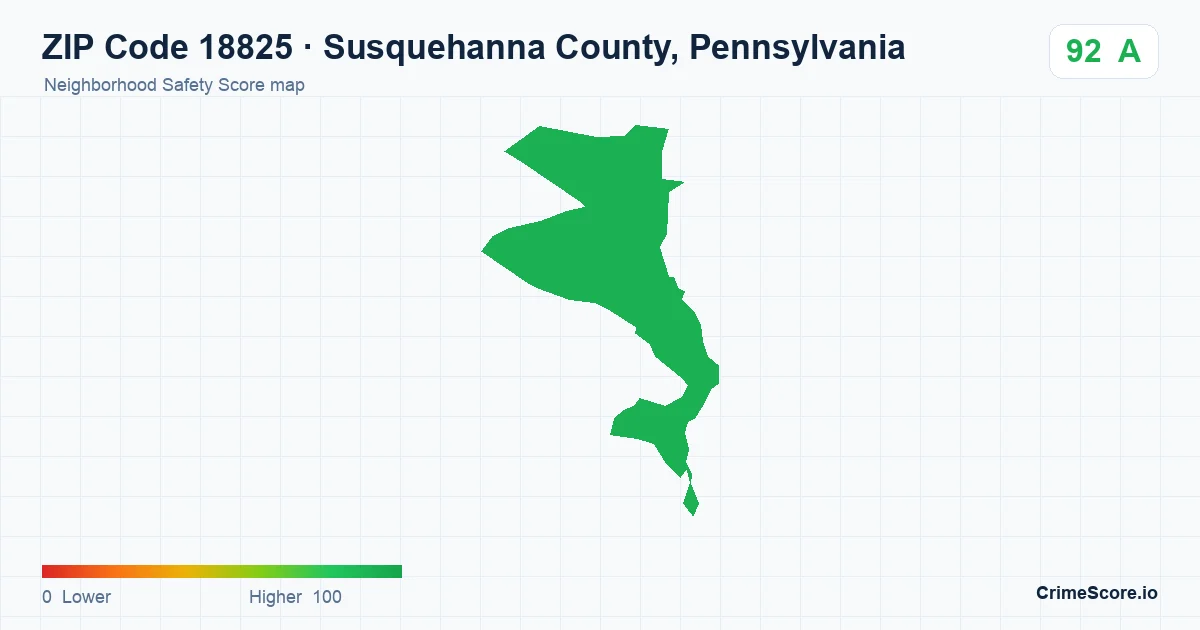 ZIP Code 18825 in Susquehanna County, Pennsylvania neighborhood Safety Score map