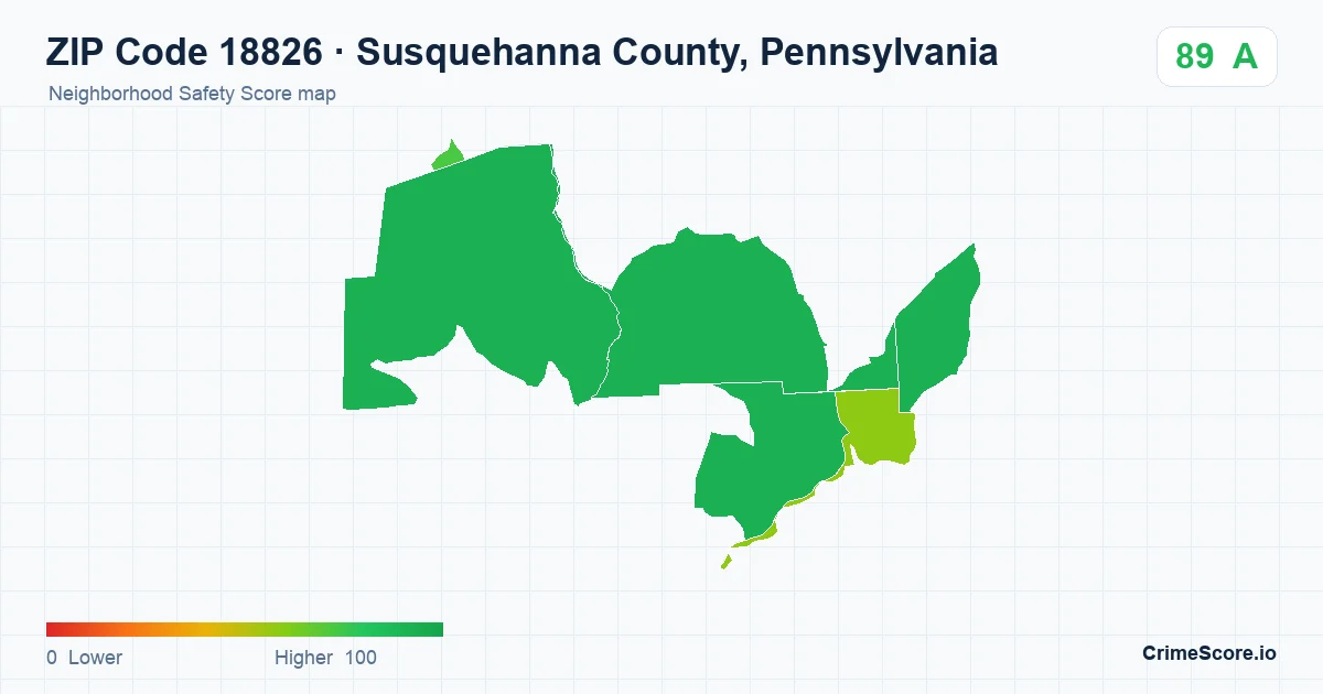 ZIP Code 18826 in Susquehanna County, Pennsylvania neighborhood Safety Score map
