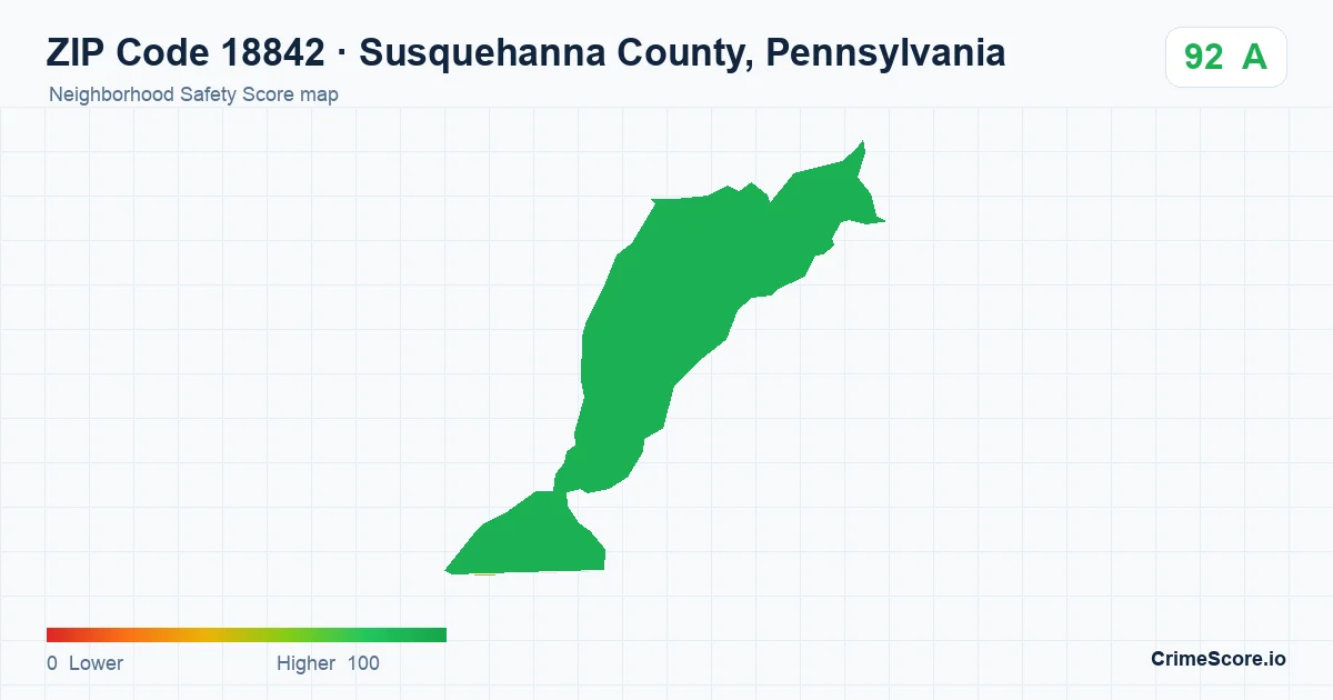 ZIP Code 18842 in Susquehanna County, Pennsylvania neighborhood Safety Score map