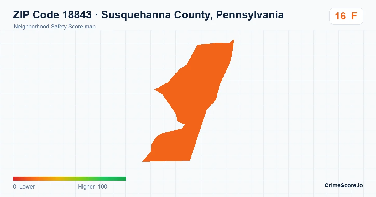 ZIP Code 18843 in Susquehanna County, Pennsylvania neighborhood Safety Score map