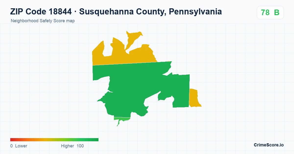ZIP Code 18844 in Susquehanna County, Pennsylvania neighborhood Safety Score map