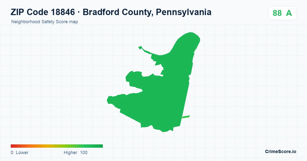 ZIP Code 18846 in Bradford County, Pennsylvania neighborhood Safety Score map