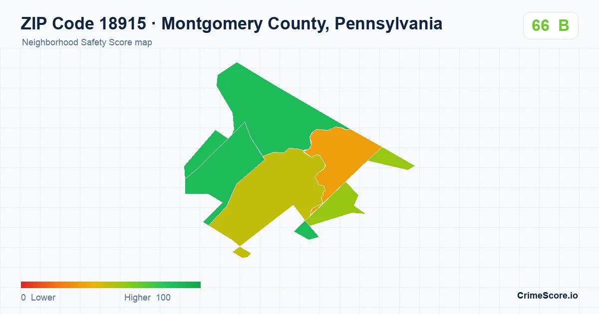 ZIP Code 18915 in Montgomery County, Pennsylvania neighborhood Safety Score map