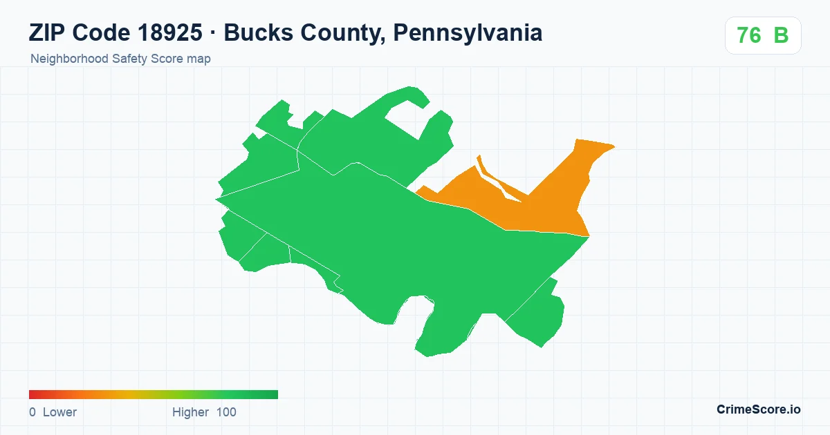 ZIP Code 18925 in Bucks County, Pennsylvania neighborhood Safety Score map