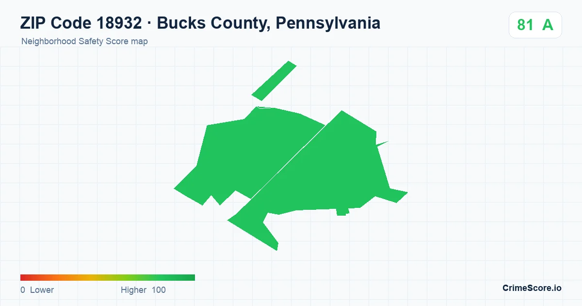 ZIP Code 18932 in Bucks County, Pennsylvania neighborhood Safety Score map