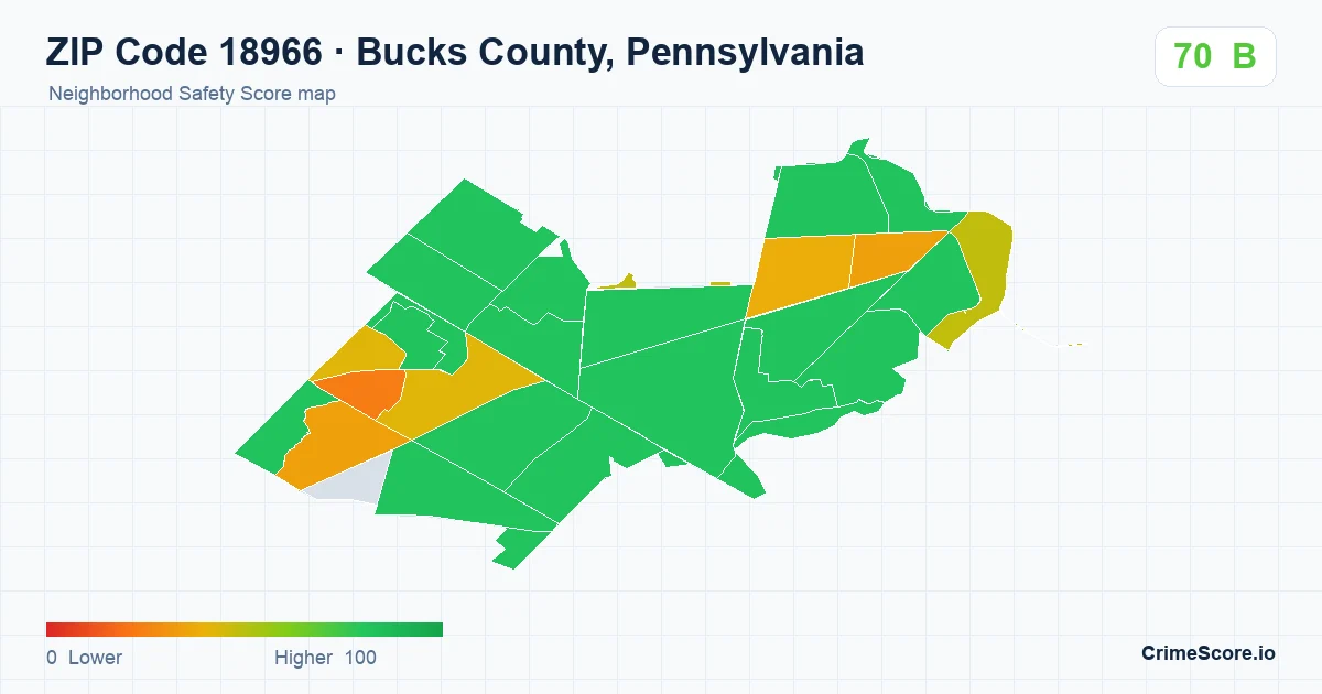 ZIP Code 18966 in Bucks County, Pennsylvania neighborhood Safety Score map