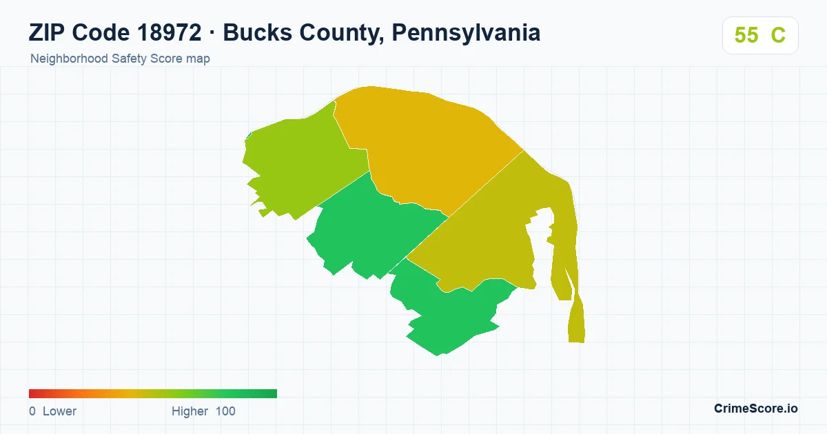 ZIP Code 18972 in Bucks County, Pennsylvania neighborhood Safety Score map
