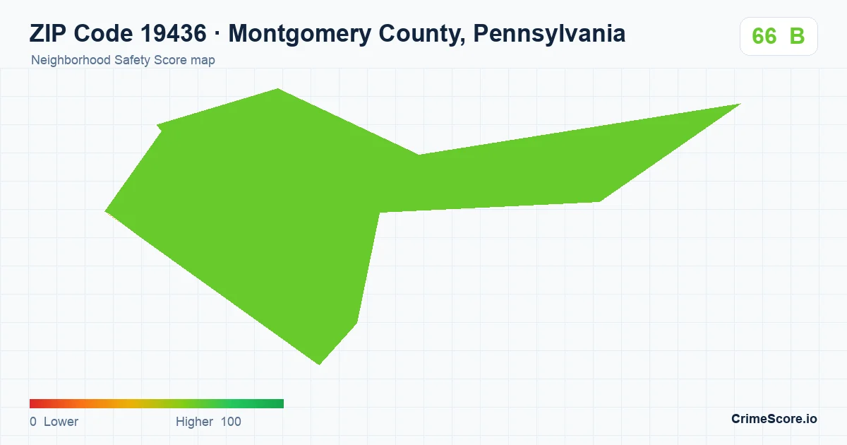 ZIP Code 19436 in Montgomery County, Pennsylvania neighborhood Safety Score map
