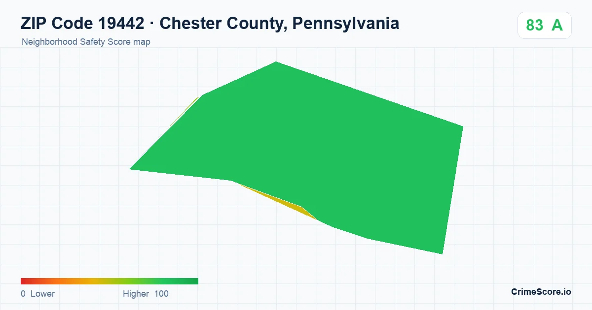 ZIP Code 19442 in Chester County, Pennsylvania neighborhood Safety Score map