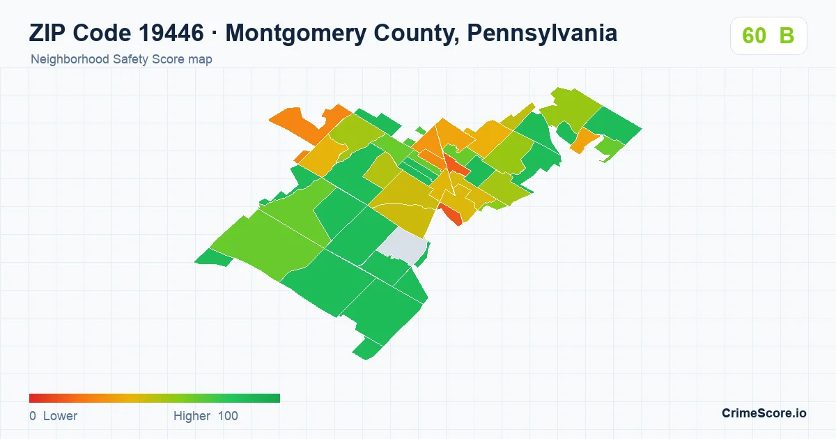 ZIP Code 19446 in Montgomery County, Pennsylvania neighborhood Safety Score map