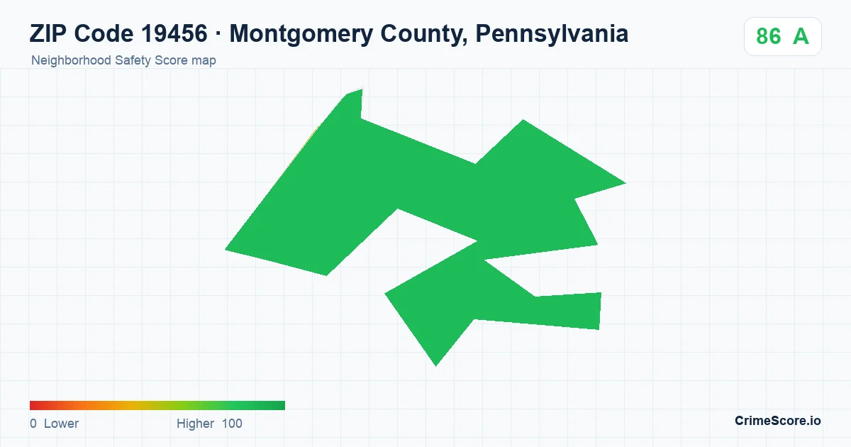 ZIP Code 19456 in Montgomery County, Pennsylvania neighborhood Safety Score map