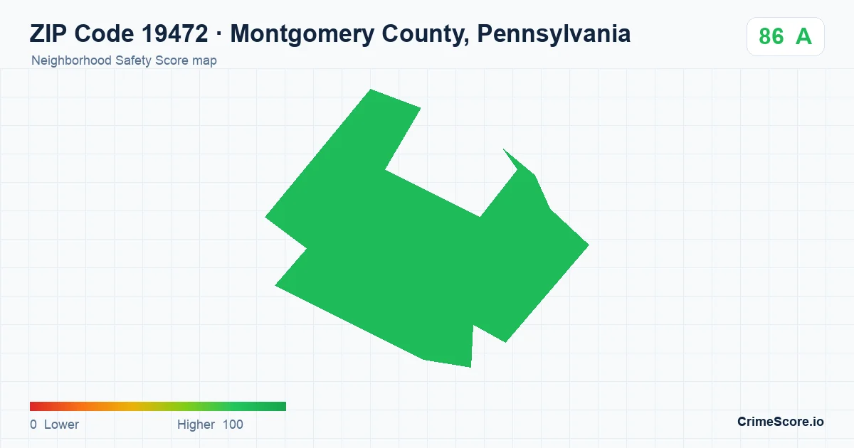 ZIP Code 19472 in Montgomery County, Pennsylvania neighborhood Safety Score map