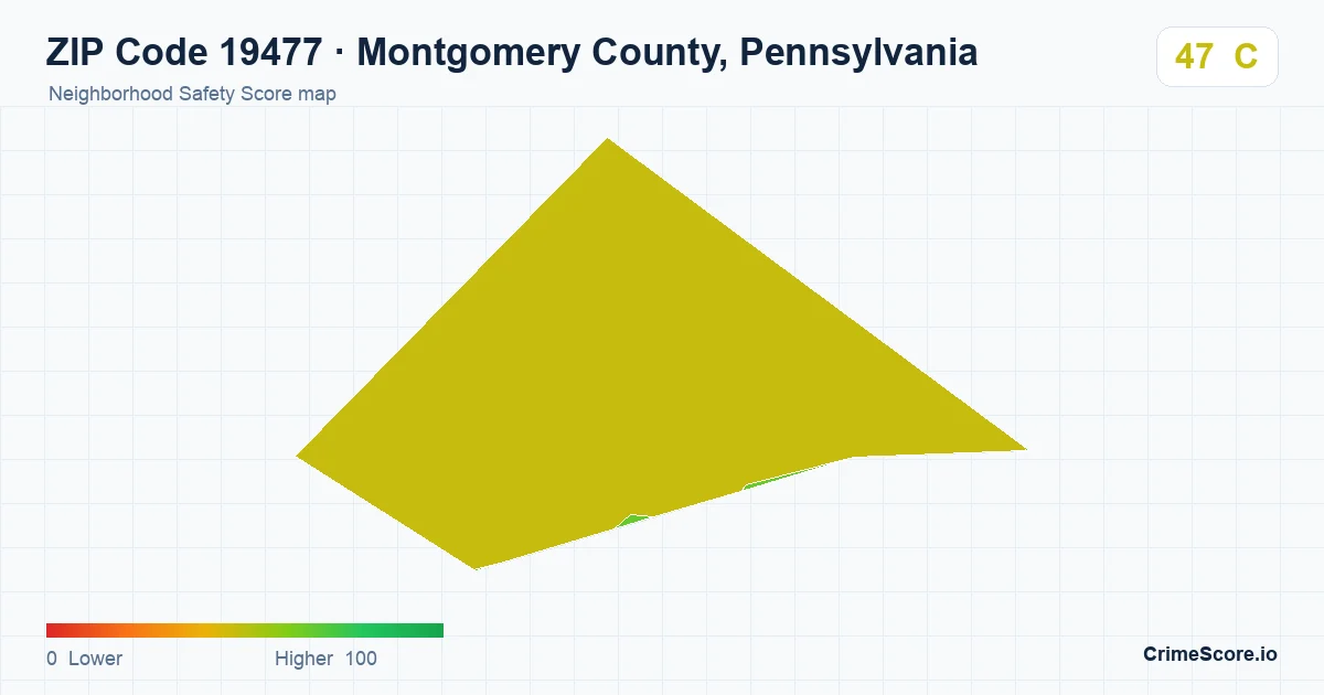 ZIP Code 19477 in Montgomery County, Pennsylvania neighborhood Safety Score map