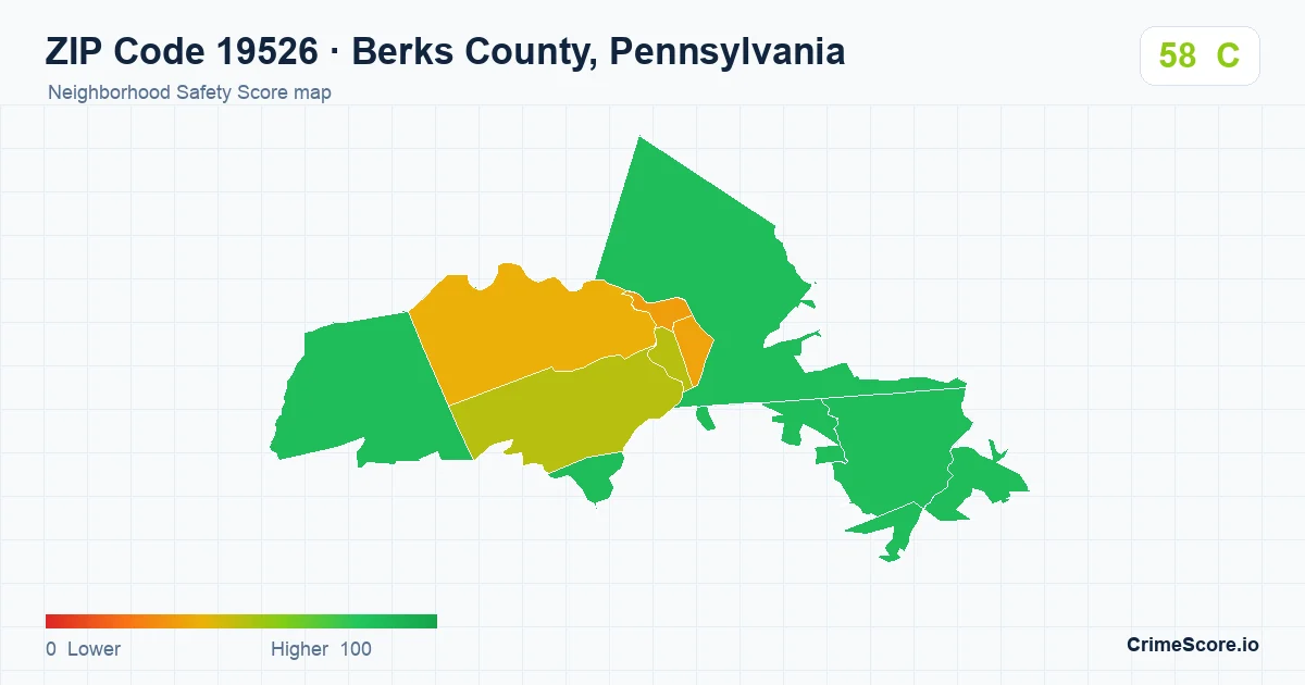 ZIP Code 19526 in Berks County, Pennsylvania neighborhood Safety Score map