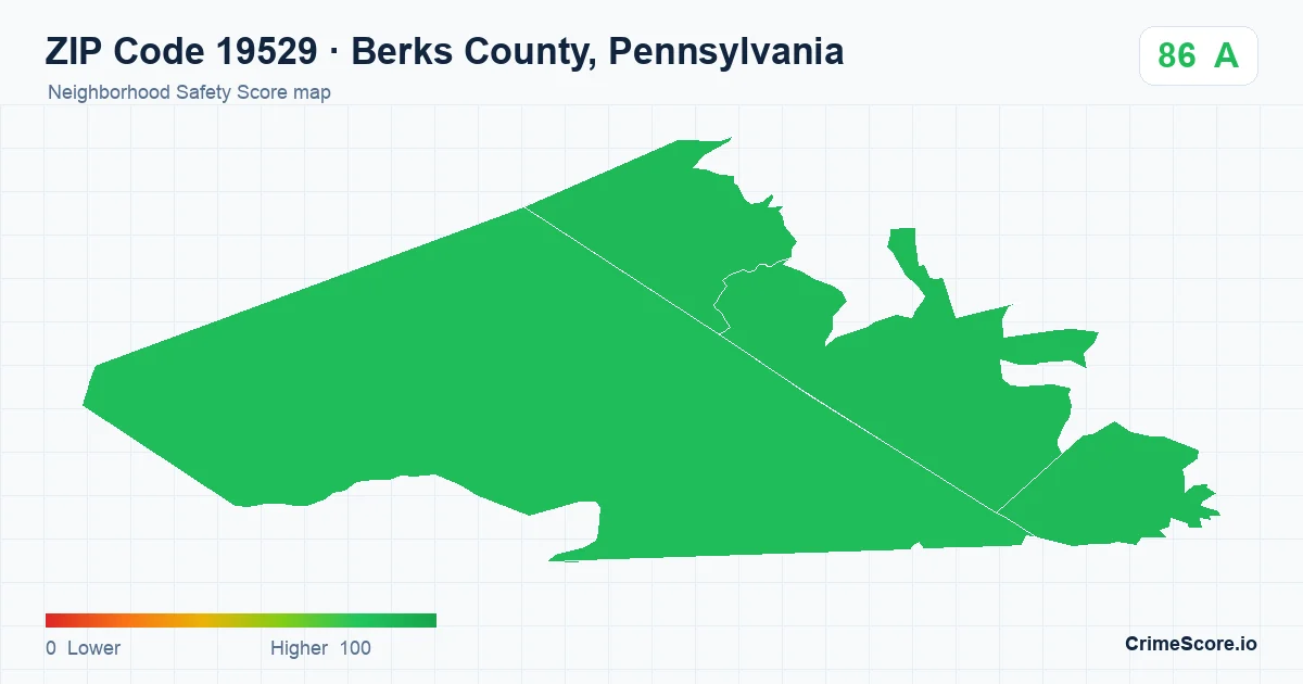 ZIP Code 19529 in Berks County, Pennsylvania neighborhood Safety Score map