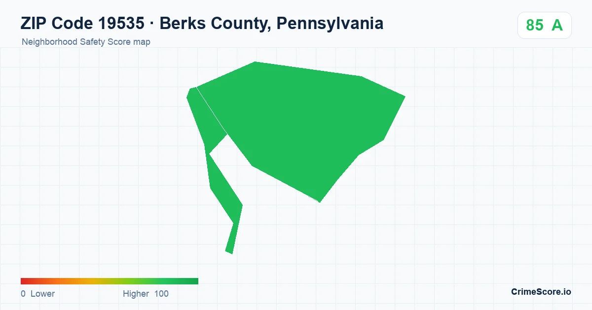 ZIP Code 19535 in Berks County, Pennsylvania neighborhood Safety Score map