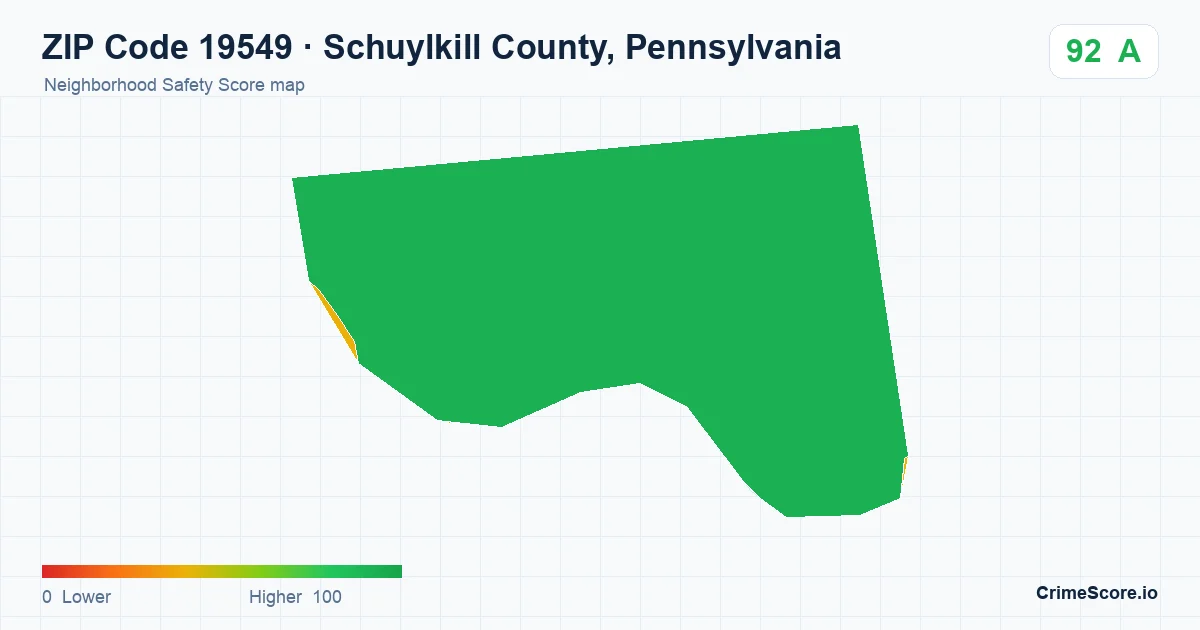 ZIP Code 19549 in Schuylkill County, Pennsylvania neighborhood Safety Score map