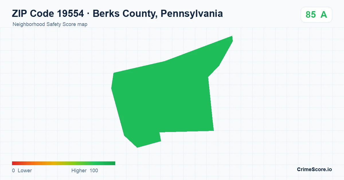 ZIP Code 19554 in Berks County, Pennsylvania neighborhood Safety Score map