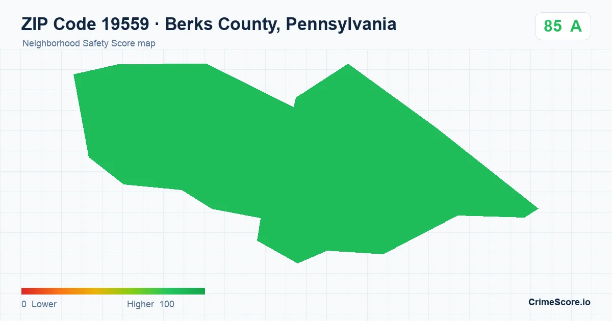 ZIP Code 19559 in Berks County, Pennsylvania neighborhood Safety Score map